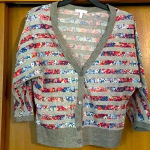 striped flower cardigan
